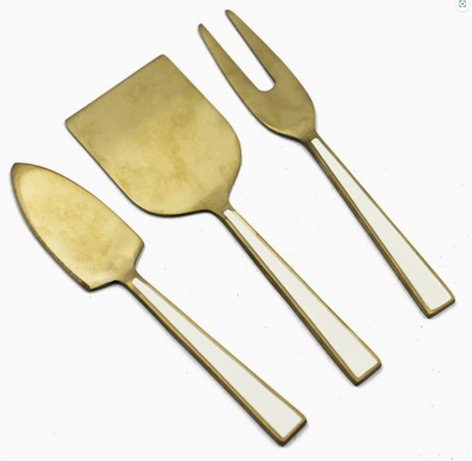 Gold Cheese Set with White Enamel